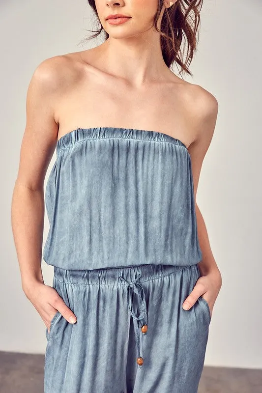 Strapless Tube Top Jogger Jumpsuit