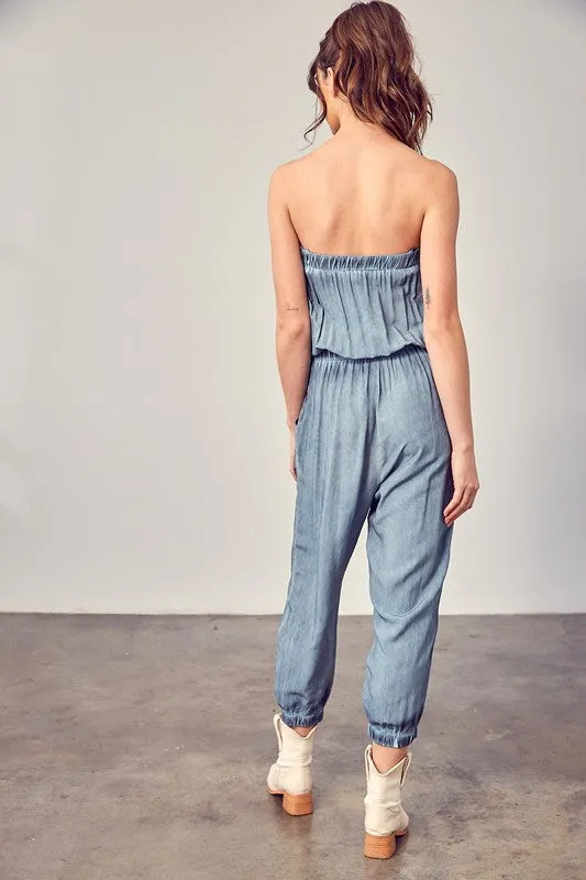 Strapless Tube Top Jogger Jumpsuit