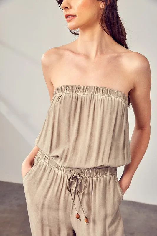 Strapless Tube Top Jogger Jumpsuit