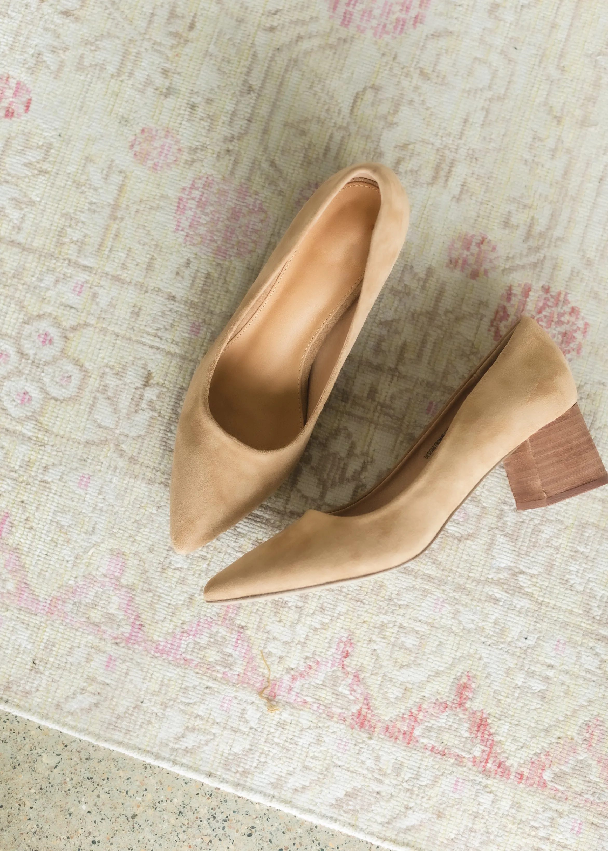 Taupe Pointy Toe Wooden Heels - FINAL SALE