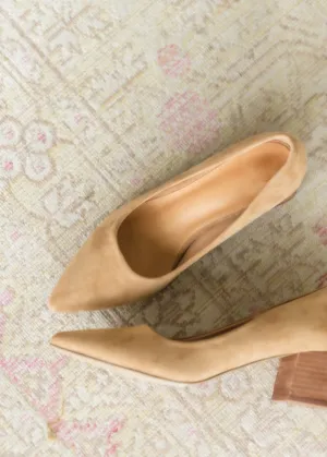 Taupe Pointy Toe Wooden Heels - FINAL SALE