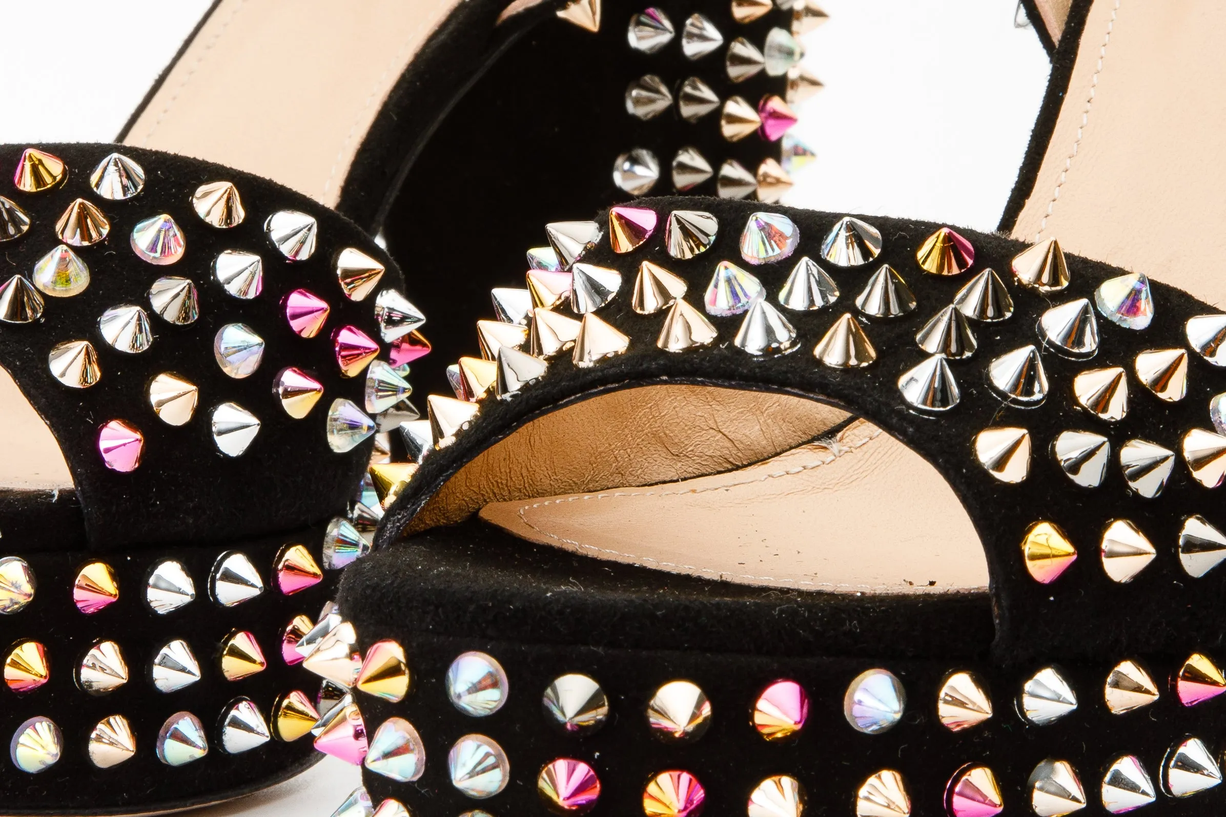 The Tampico Black Suede Leather Spike Platform Heel Sandal