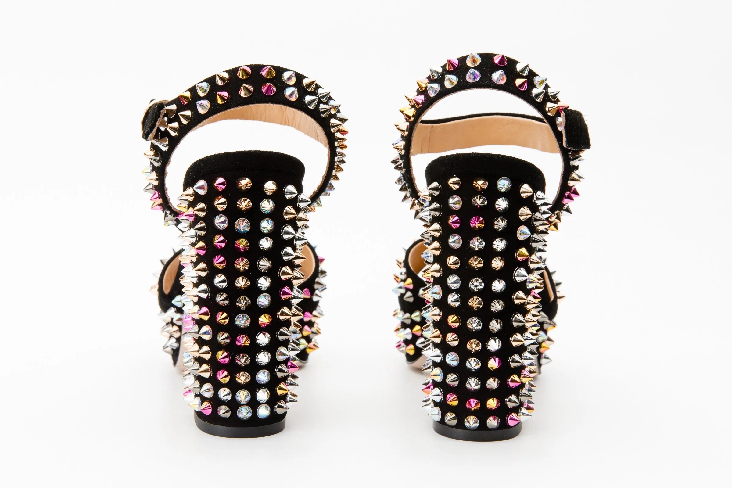 The Tampico Black Suede Leather Spike Platform Heel Sandal