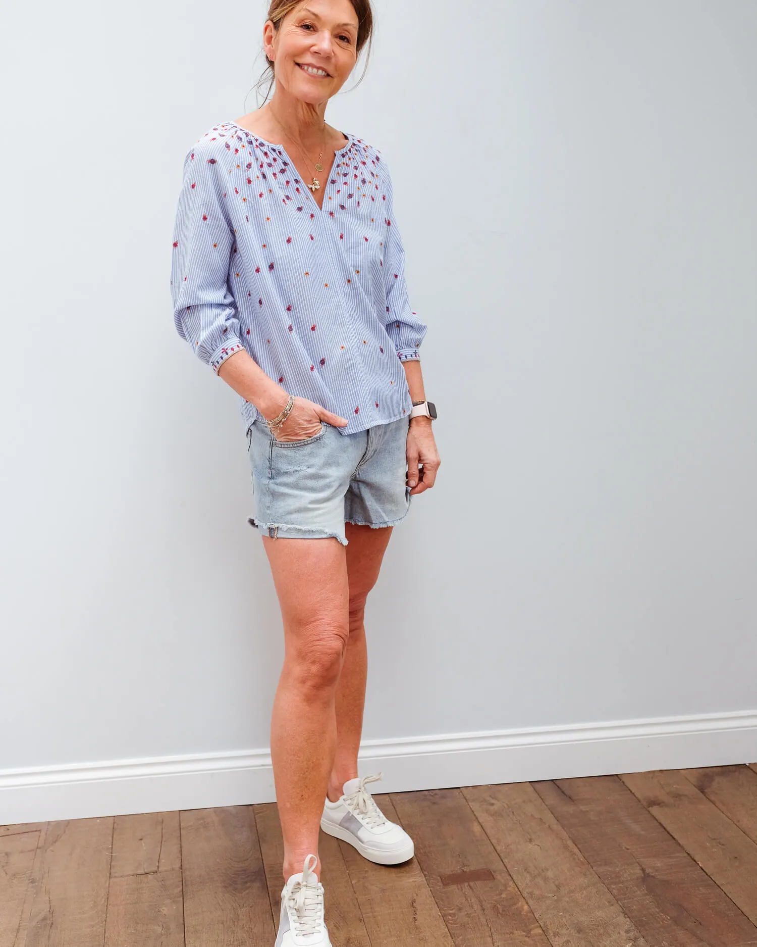 V Morie top in stripe