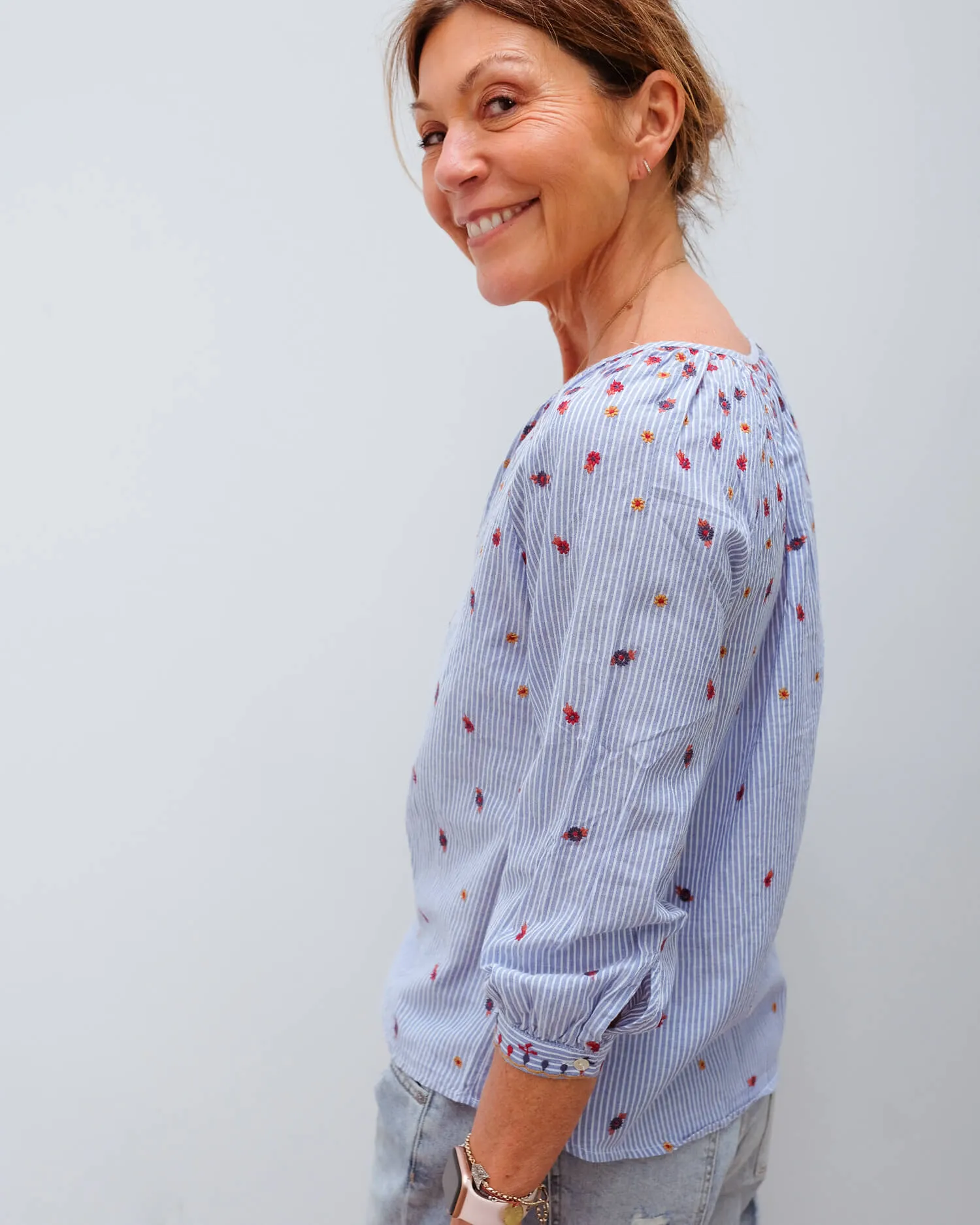V Morie top in stripe