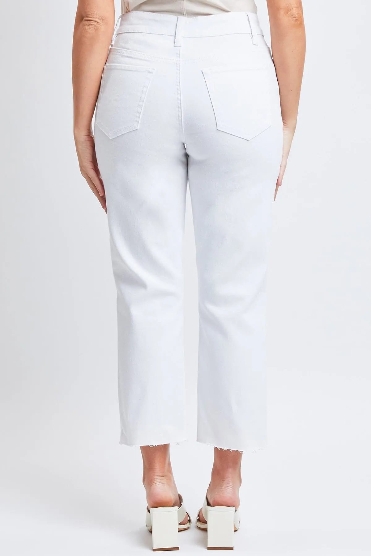 Women's Vintage High Rise Slim Straight Raw Hem Cropped Flood Jeans