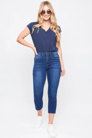 Women's Vintage High Rise Slim Straight Raw Hem Cropped Flood Jeans
