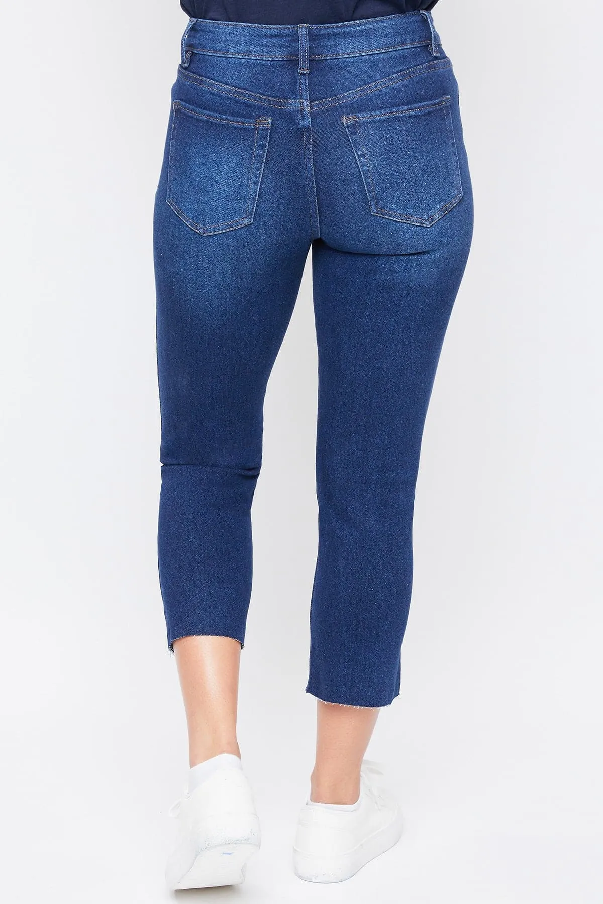 Women's Vintage High Rise Slim Straight Raw Hem Cropped Flood Jeans