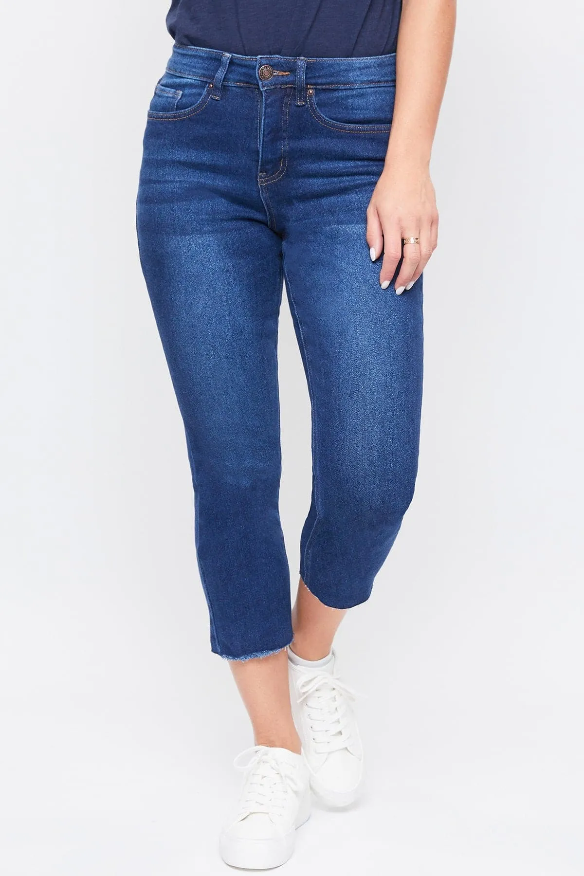 Women's Vintage High Rise Slim Straight Raw Hem Cropped Flood Jeans