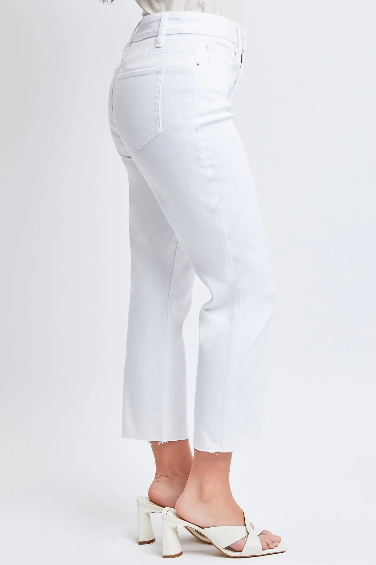 Women's Vintage High Rise Slim Straight Raw Hem Cropped Flood Jeans