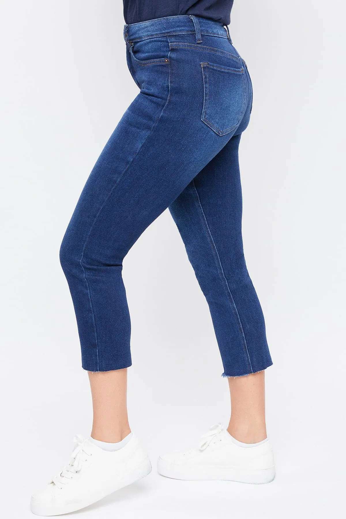 Women's Vintage High Rise Slim Straight Raw Hem Cropped Flood Jeans