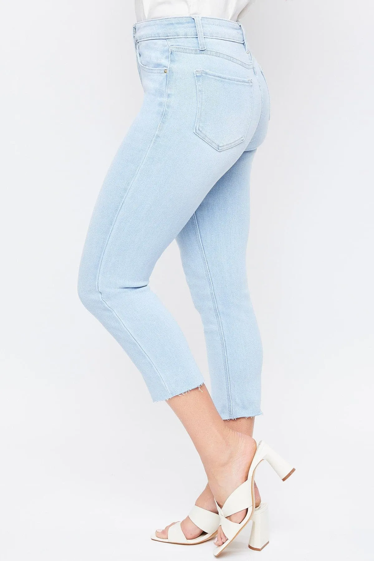 Women's Vintage High Rise Slim Straight Raw Hem Cropped Flood Jeans